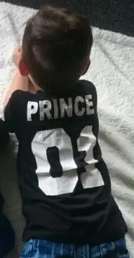 prince Одинаковая футболка из хлопка, футболка с надписью «King 07», «queen 07», «Prince», «Prin» для новорожденных, футболка с короткими рукавами и круглым вырезом для отдыха - Цвет: prince