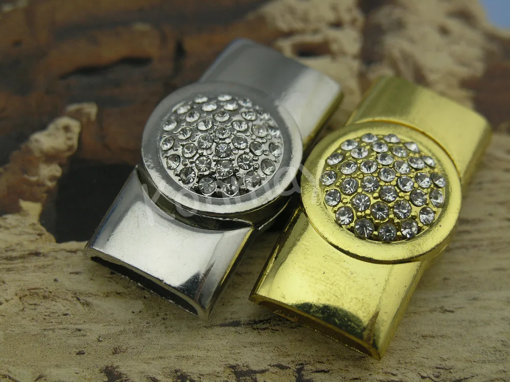 

2 Colors--5 Sets 15.0x5.0mm Strong Magnetic Clasp With Clear Rhinestones--CLP1158