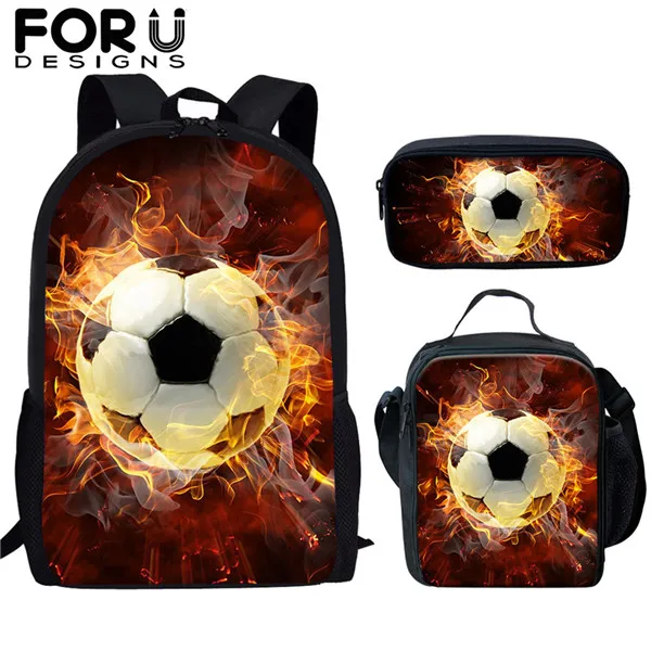 FORUDESIGNS/3 шт./компл. детские школьные сумки 3D Ice Soccerly/Ножной Мяч Узор рюкзак школьный рюкзак для подростков мальчиков и девочек книжные сумки Mochila - Цвет: HME737CGK