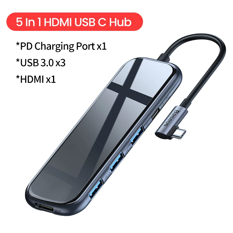 5 In 1 HDMI USBC Hub Baseus USB-C Тип C концентратор HDMI RJ45 Мульти USB 3,0 адаптер для MacBook Pro Air док-станция USB C концентратор с Беспроводной Зарядное устройство для наручных часов iWatch - Цвет: 5 In 1 HDMI USBC Hub