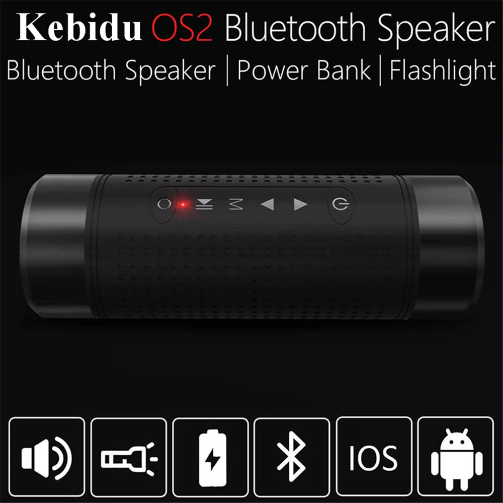 Kebidu OS2 Bluetooth динамик 5200 мАч Внешний аккумулятор велосипедный светодиодный светильник IP56 водостойкий портативный сабвуфер бас-динамик