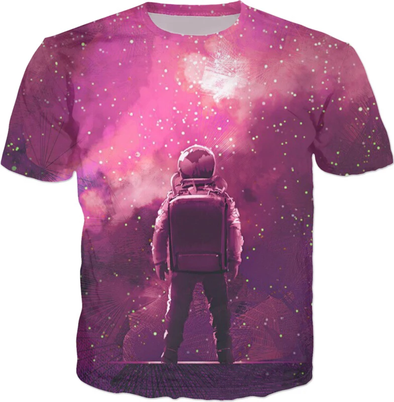 Футболка унисекс из космоса повседневный топ с 3D принтом астронавта круглым
