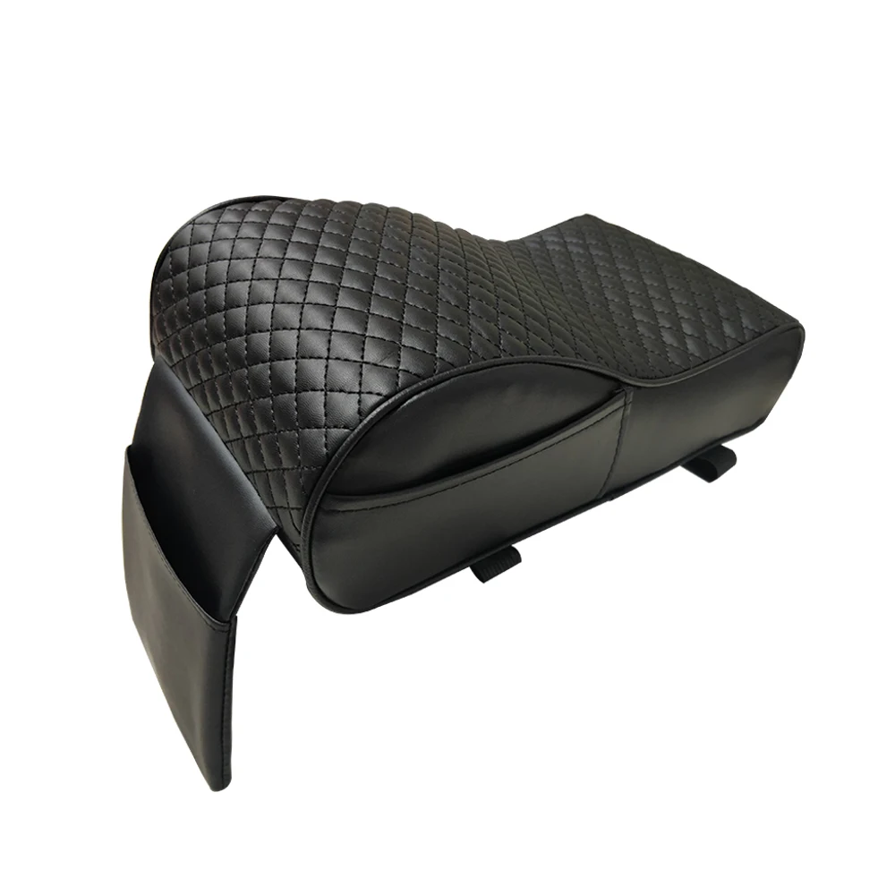 Embroider leather armrest on car console filled memory foam to supports arms for universal gray beige black available | Автомобили и