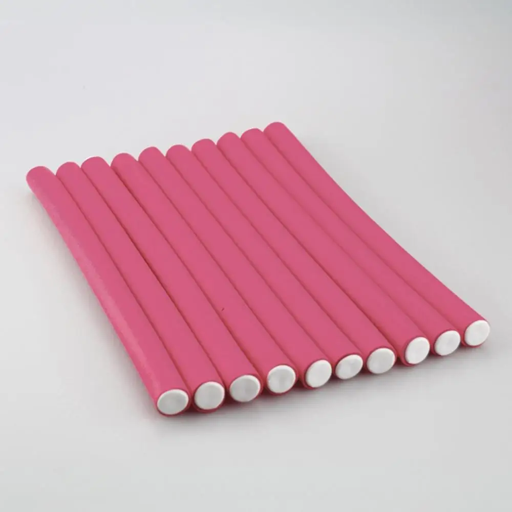2.0x24cm pink 10 шт. DIY бигуди для волос Мягкие бигуди для волос бигуди жемчужные хлопковые Волосы Рулон локоны бублики Бенди Флекси стержни спиральные магические завивки - Цвет: 2.0x24cm pink
