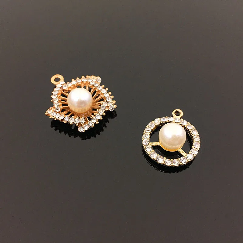 

Diy ювелирные изделия ожерелье/серьги Подвески 30 шт./лот жемчуг/горный хрусталь Украшение сплав золотой/бронзовый тон Мультяшные цветы форма...