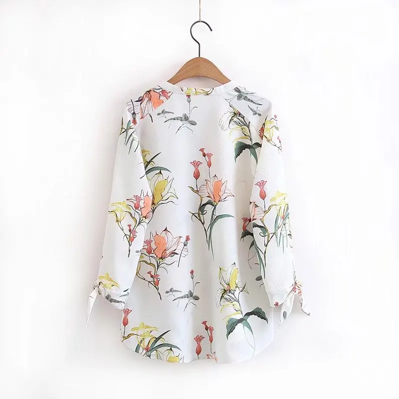 Блузка женская с длинным рукавом и бантом винтажная | Женская одежда