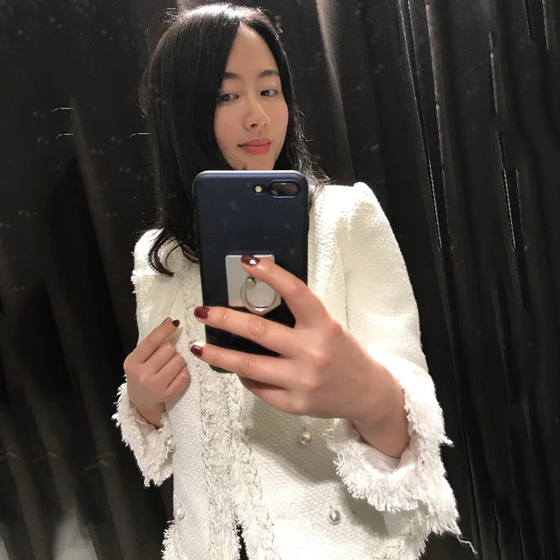 Осенний короткий кардиган из японской импортной ткани модная белая классическая