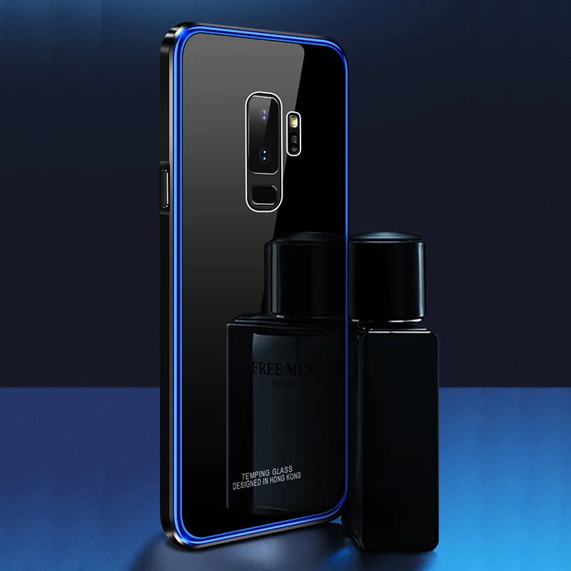 Luxury Metal Bumper Case For Samsung s9 Plus 360 plating Frame Hard Tempered Glass Thin Back Cover Coque |