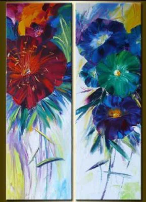 

2 шт. Ручная роспись холст картина-утренняя слава-современный холст искусство настенный Декор-Цветочная масляная живопись настенное искусс...