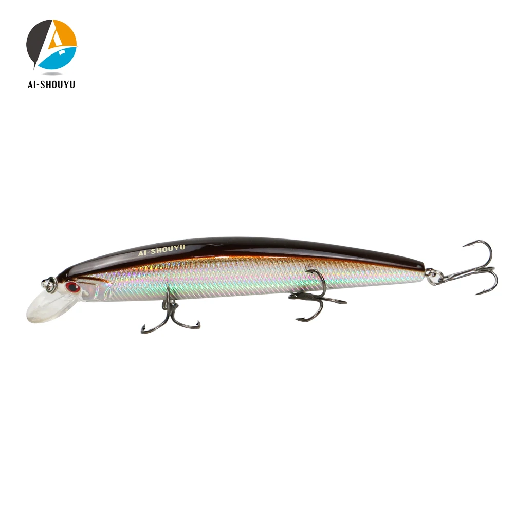 AI SHOUYU 1pc New Artificial Fishing Lure Hard Minnow Bait 105mm 17g with 3 Treble Hook Suspending 0.5 1.0m Depth|Наживки для рыбной