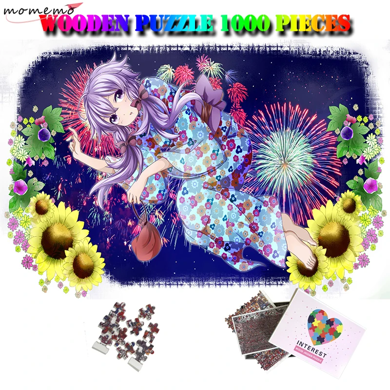 

MOMEMO Fireworks and Girls Jigsaw Puzzle Wooden 1000 Pieces Adults Puzzles Toys Cartoon Anime Pattern Puzzle 1000 Piezas Adulto
