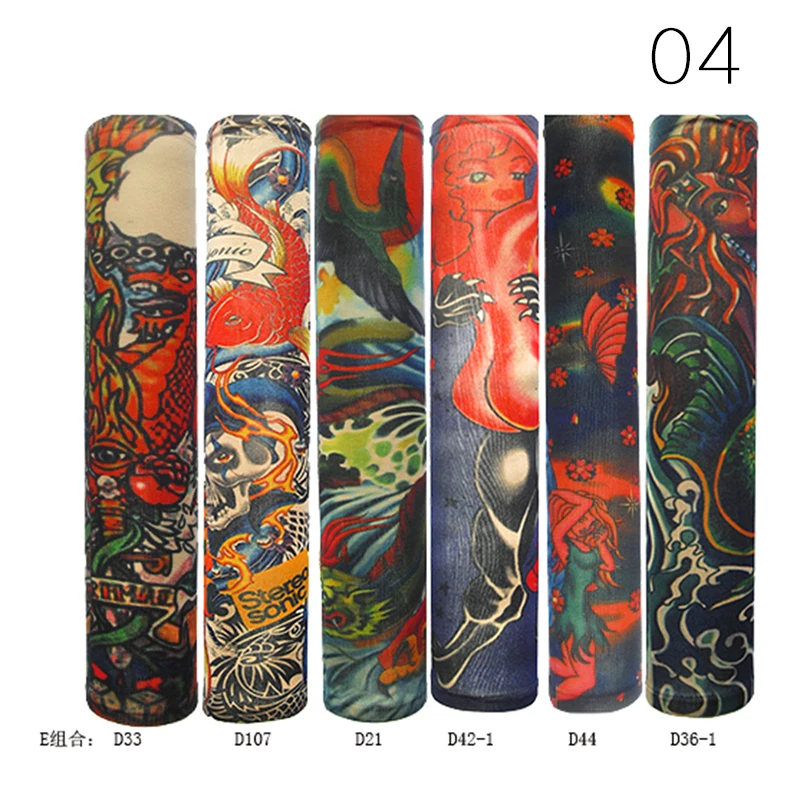 6 шт. с длинными рукавами и принтом Татуировка солнцезащитный крем длинные