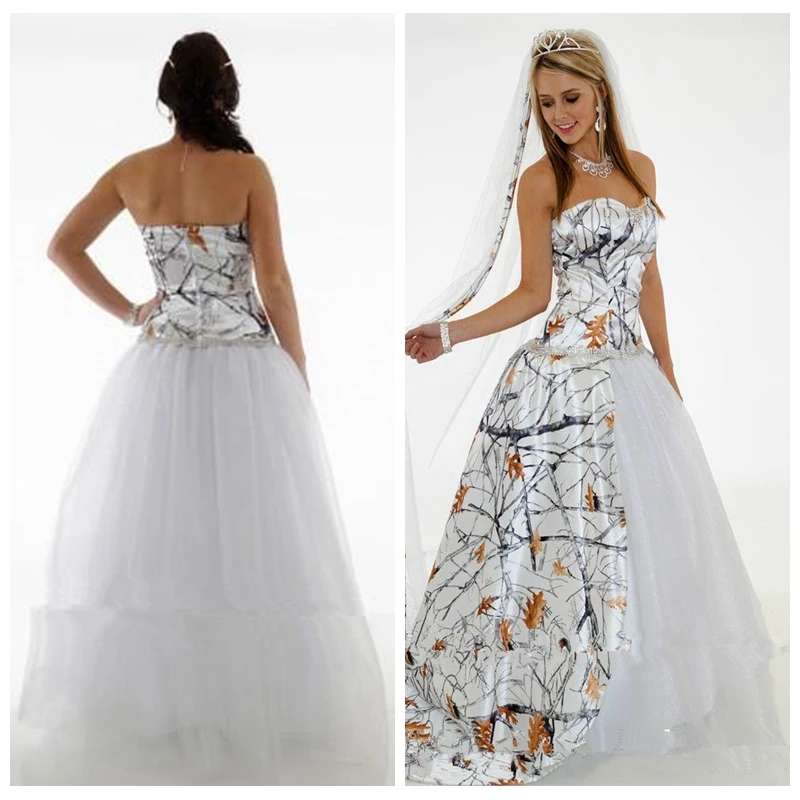 Белое камуфляжное свадебное платье на заказ фатиновая Юбка со съемным шлейфом