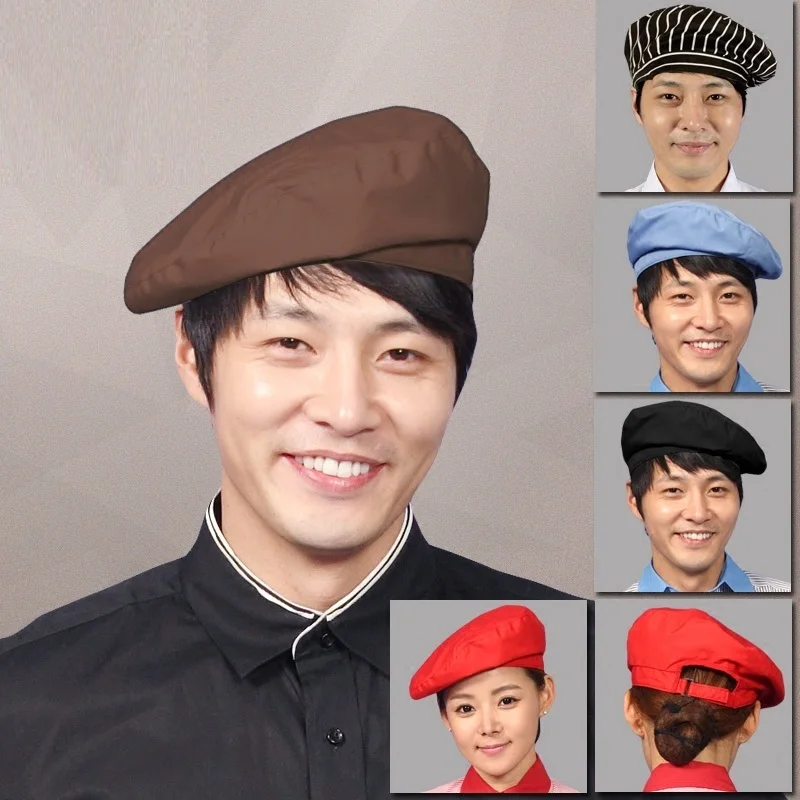 

(10pcs/lot)Western restaurant waiter working cap chef hat hotel coffee beret men's and women's cap chef working cap