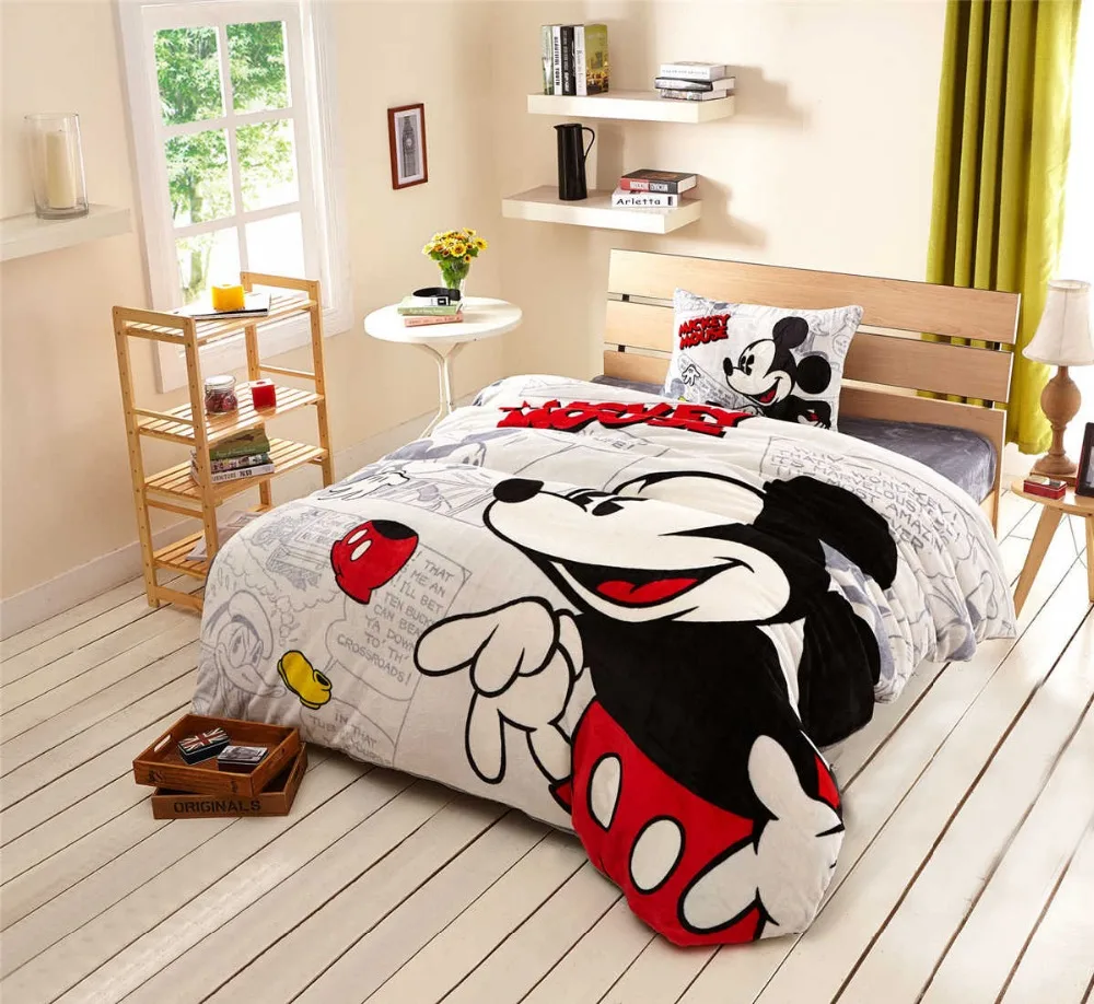 Фланелевый Комплект постельного белья с принтом Микки Маус|bedding set|comforter bedding