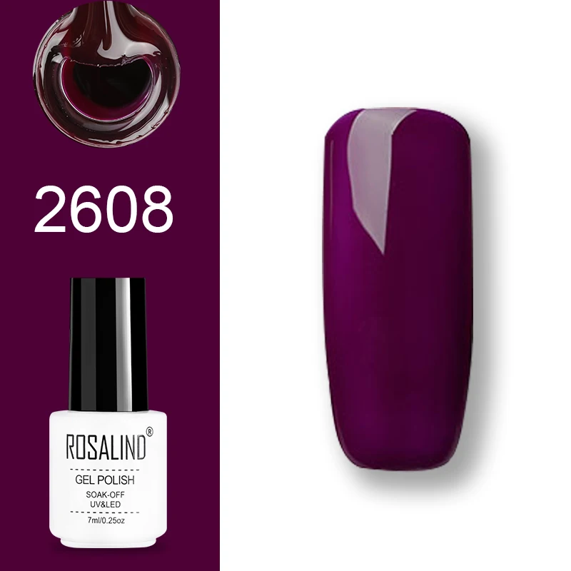2608 ROSALIND набор гель-лаков UV Vernis полуперманентный праймер верхнее покрытие 7 мл полигель-лак для маникюра - Цвет: 2608