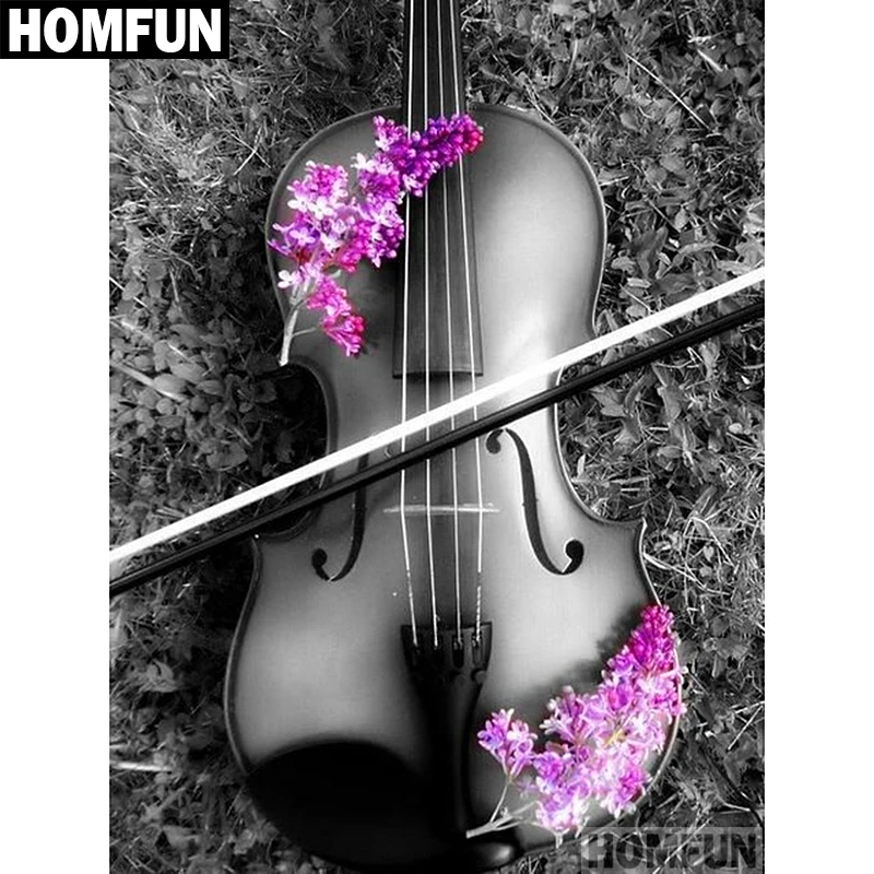 

Алмазная живопись HOMFUN A00676, полноразмерная/круглая 5D Вышивка крестиком «Цветы скрипки», для домашнего декора, «сделай сам»