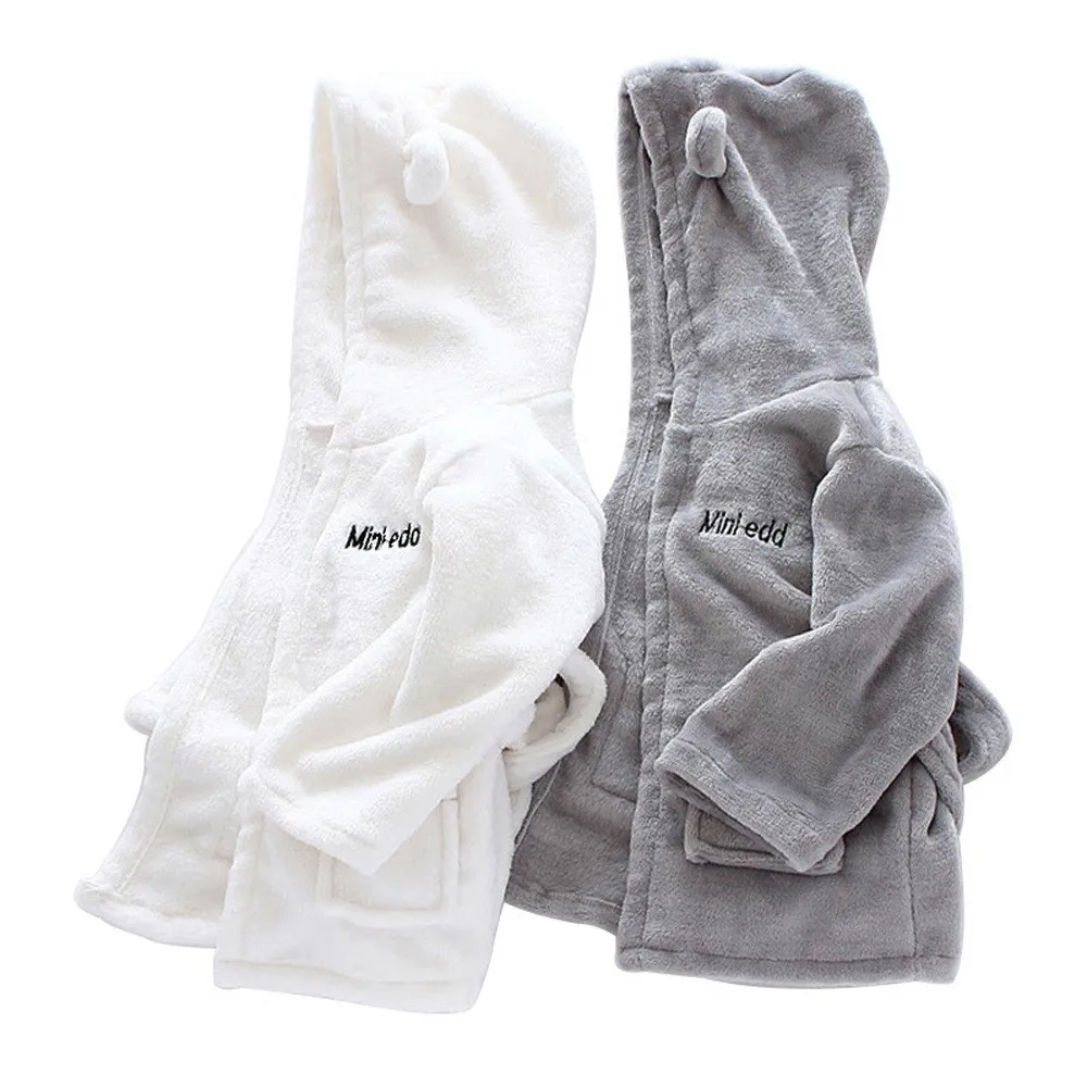SAGACE Robes, детский халат для детей, детское полотенце, банный халат, Одноцветный халат, хлопковый плюшевый Халат с капюшоном, пижама для ванной, 19May28