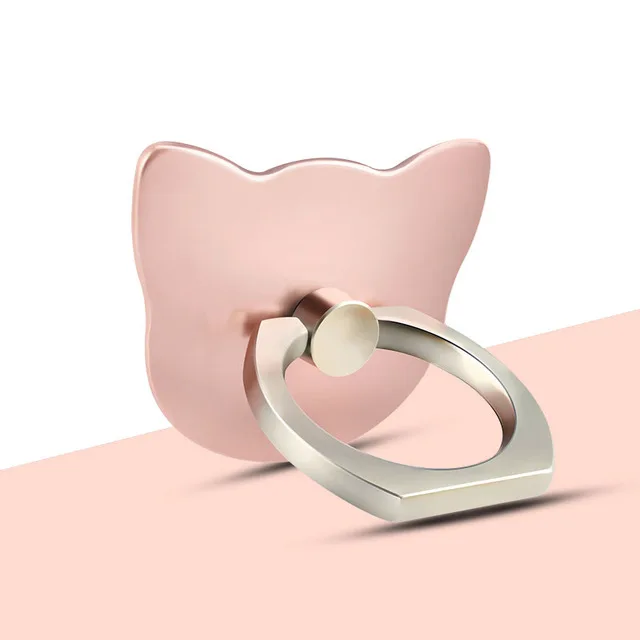 Rose gold Универсальный держатель для телефона, держатель для пальца с мультипликационным котом для IPhone samsung S8 9 Plus, держатель для смартфона с кольцом, задняя крышка - Цвет: Rose gold