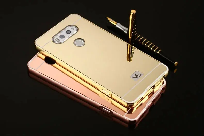 Rose Gold Mirror Cases with Luxury Alumimum Metal Frame Cover for LG V10, V20, and V30 image 6