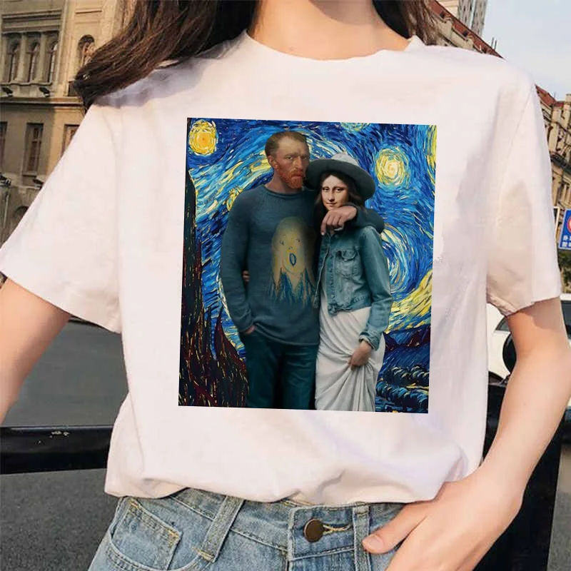 Mona Lisa футболка уличная одежда Хип Хоп Стиль повседневные друзья короткий рукав Harajuku футболки женские 90S забавные - Цвет: 4579