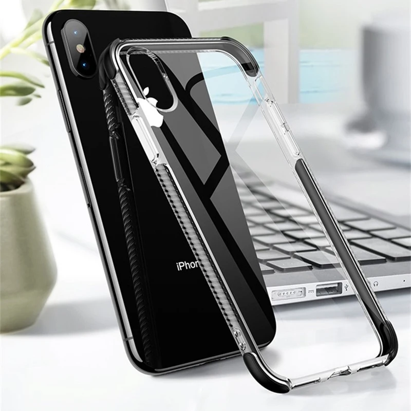 Dual Layers Shockproof Clear Case for iphone X XR XS MAX 10 7 8 6s 6 Plus 6D Gasbag Full body Soft Cover Samsung galaxy S9 |