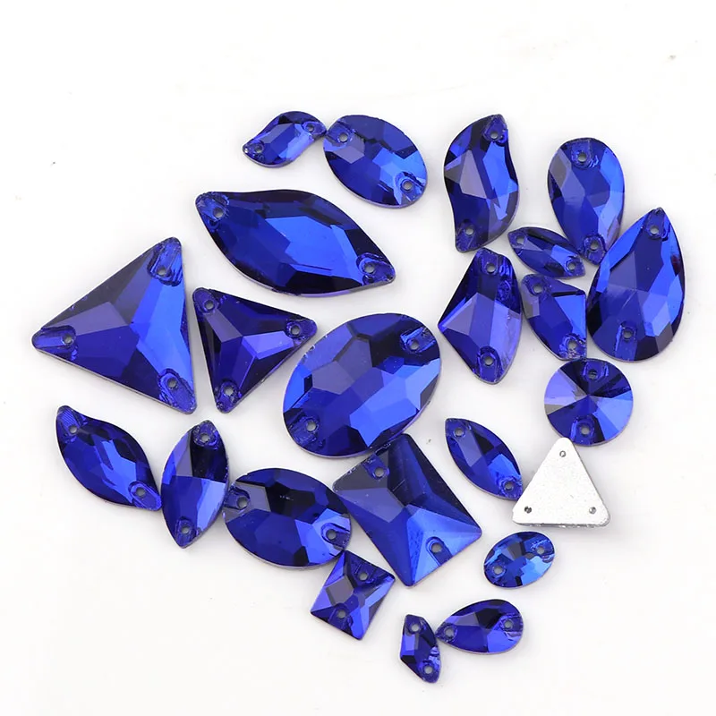 36 шт. смешанный стиль Кристалл Сапфир цвет серебро основа пришить стразы бусины