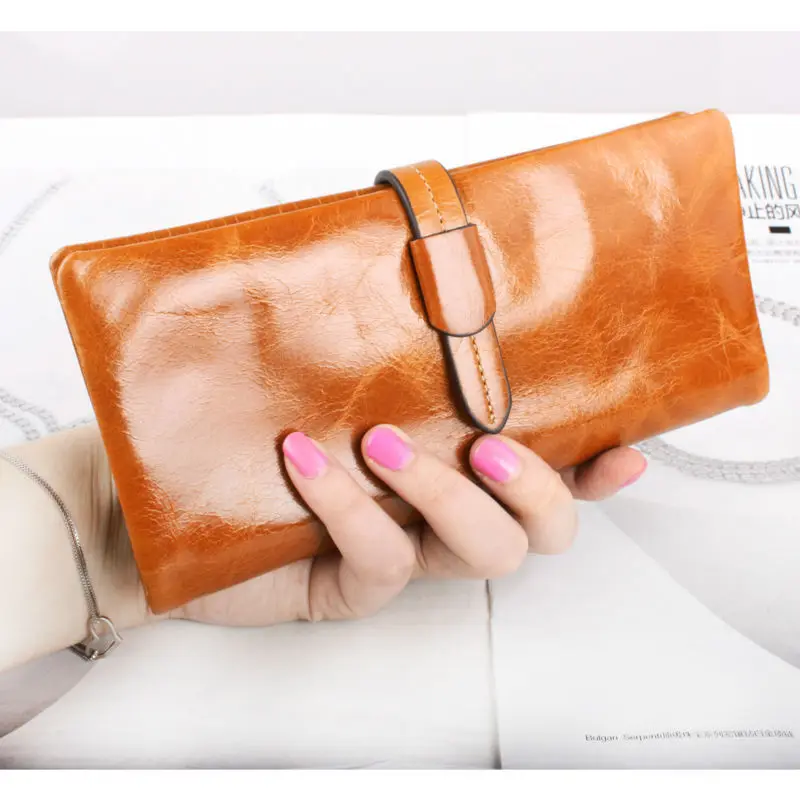Женский кошелек клатч из натуральной кожи модный длинный с отделением для карт