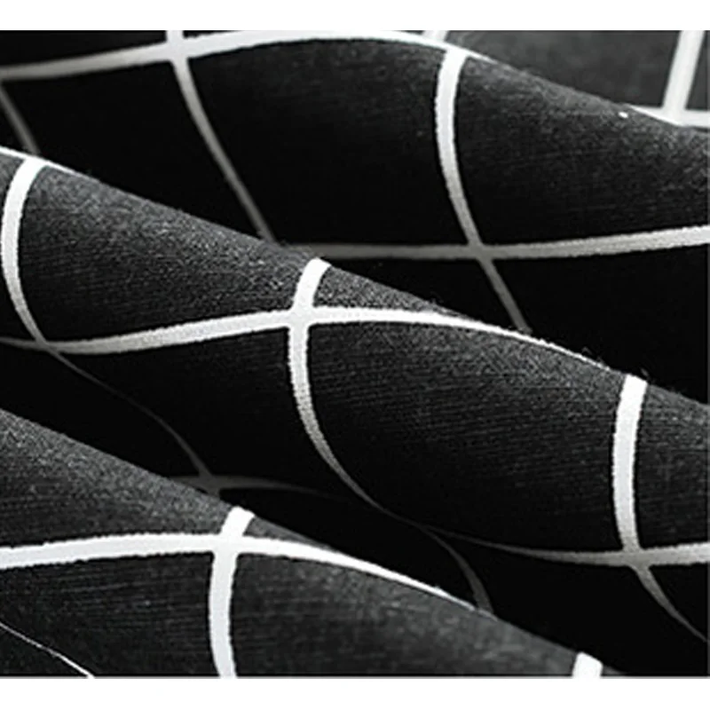 Классическая черная/белая клетчатая прямоугольная скатерть из льна и хлопка для