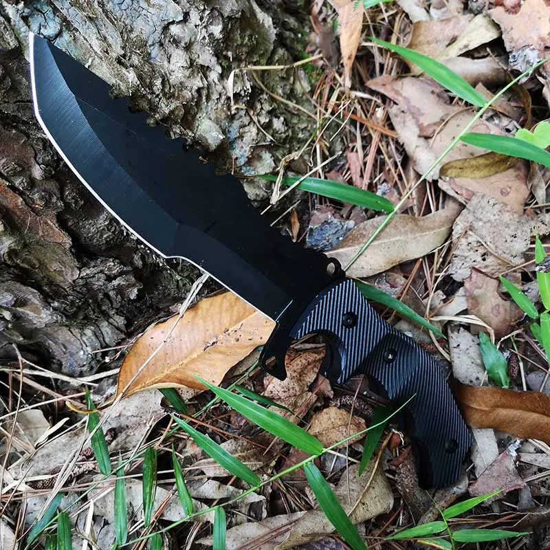 

Tactical Huting Camping Knife , Rambo Bowie Straight Fixed Blade Knifes , Rainbow/Blue/Gold/Black Titanium for Choose