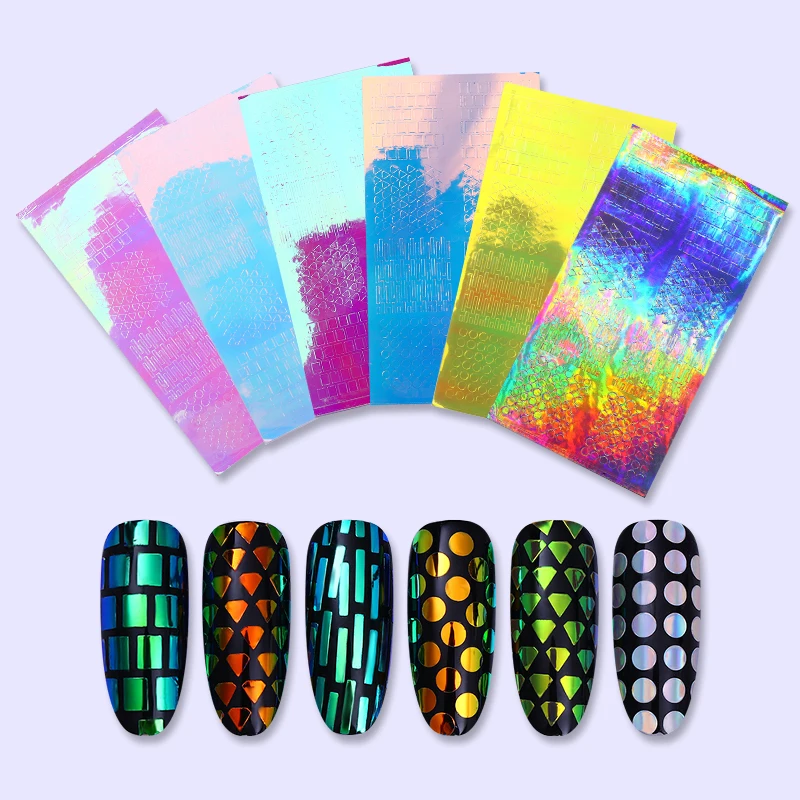 Лазерные наклейки трафарет винил для ногтей Переводные наконечники