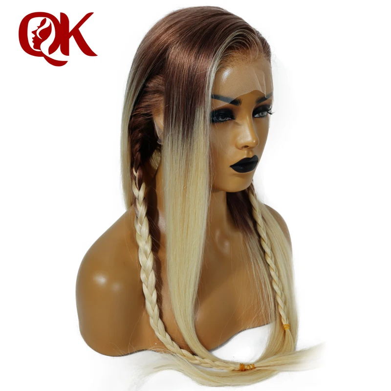 QueenKing волос полный парик шнурка 150% плотность Кайли Цвет T12/613 эффектом деграде