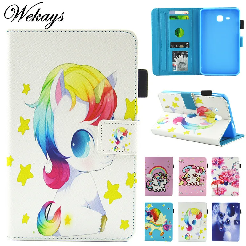 Wekays для Samsung Tab A 2016 T280 милый кожаный чехол с мультяшным единорогом Galaxy A6 7 0 T285