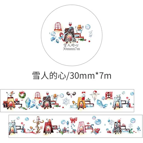 snowman heart С принтом из мультфильма «снег и лед» вид ледяной Замок принцессы «Холодное сердце» с цветочным принтом дерев сливы Рождественская лента для декорации Washi DIY планировщик дневник изоляционная лента - Цвет: snowman heart