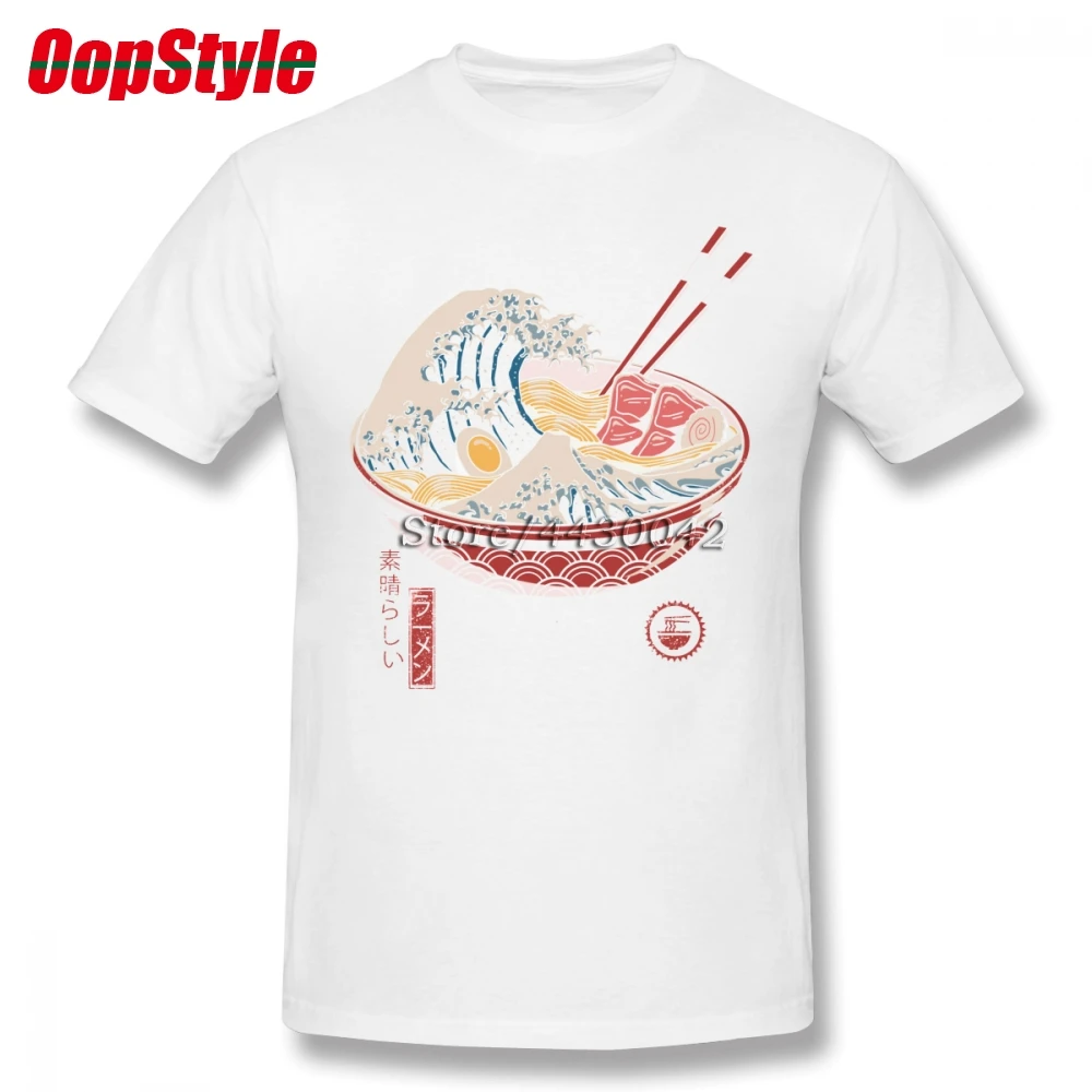 Мужская хлопковая футболка Great Ramen Wave большие размеры 4XL 5XL 6XL Camiseta | одежда