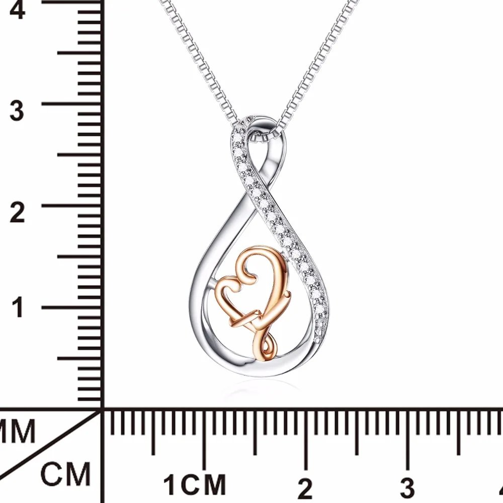 Женское колье из серебра 925 пробы с подвеской в виде сердца розового золота |