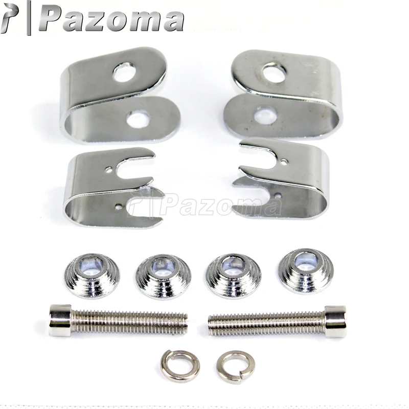 PAZOMA 7/8'' to 1'' Chrome Motorbikes Footpeg Clamps Motor Frame Mount Highway Bar Clamp for Harley Custom Cafe Racer |