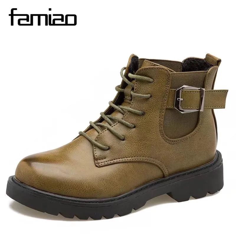 Famiao Для женщин Сапоги и ботинки для девочек Однотонные повседневные ботильоны со