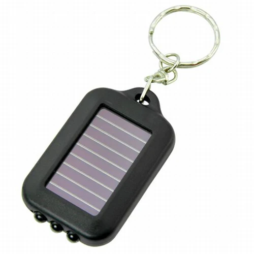 

New Small Black Solar-powered LED Flashlight w/ Keychain handy neat bright