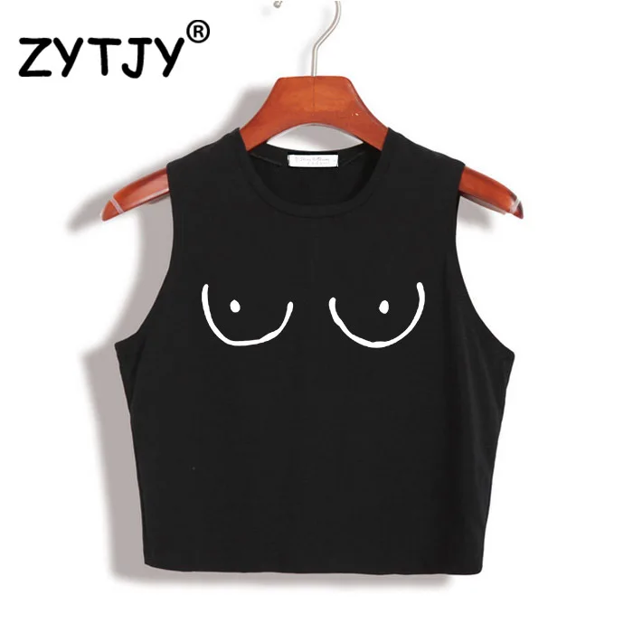 Кроп Топ женский с принтом груди пикантная облегающая короткая рубашка для