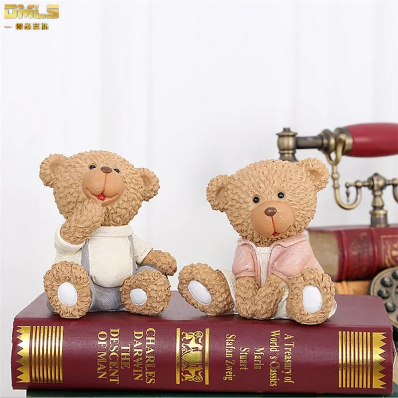 style 2 DMLS фигурки медвежонок из смолы, подарок на день рождения, милые украшения для пары медведей, кукла, домашний декор, 2 шт./набор - Цвет: style 2