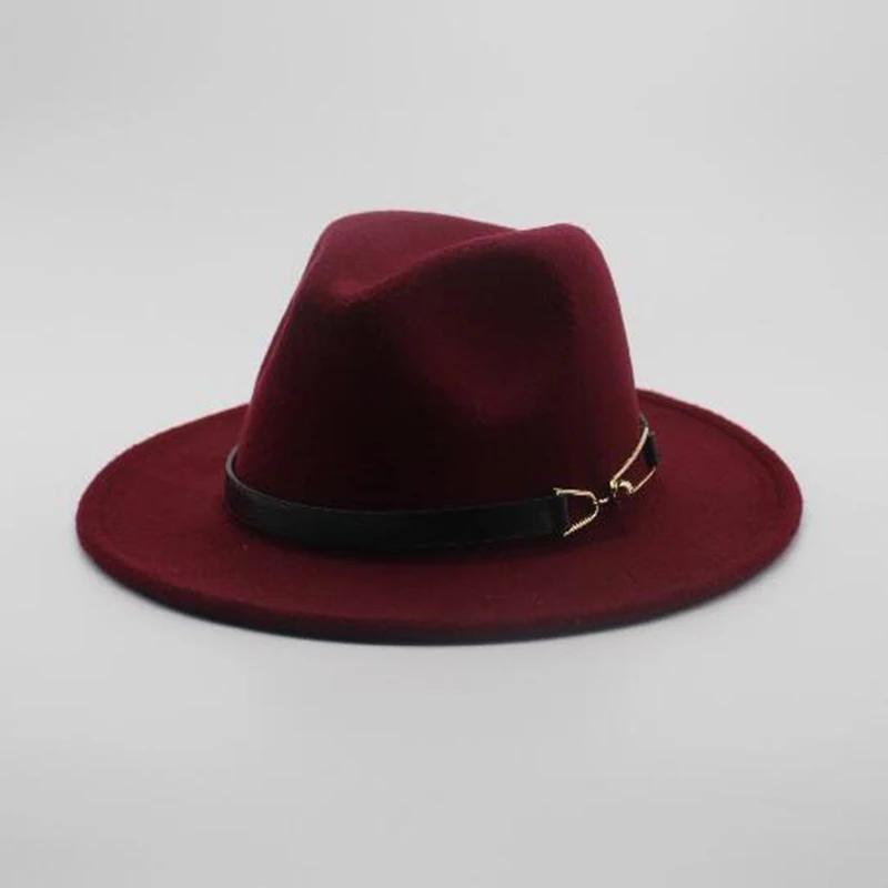 Мода широкими полями осенние женские модные Top Hat Джаз шапка зимняя шляпа-федора шерстяные Шапки новое поступление черные шляпы для женщин