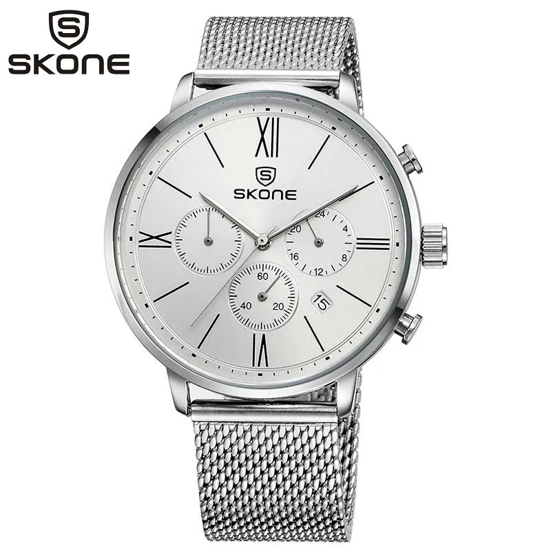 SKONE Роскошные водонепроницаемые мужские часы с хронографом деловые из