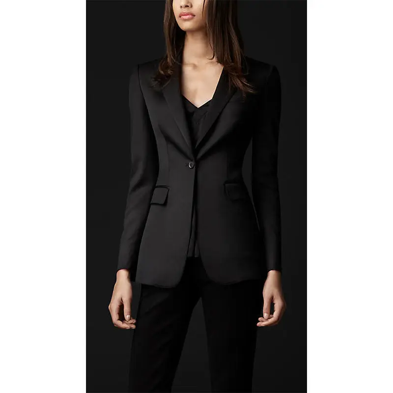 

Custom Formal Black Office Uniform Designs Women Business Suits One Button Blazer Trouser Suit B50