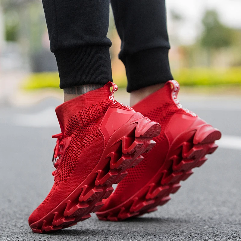 Men Fashion Casual Sneakers 2019 Summer Breathable Mesh Socks Shoes Design Lace-Up Men's Leisure Street | Обувь