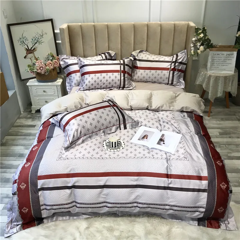 Роскошный атласный комплект постельного белья королевского размера 4 шт