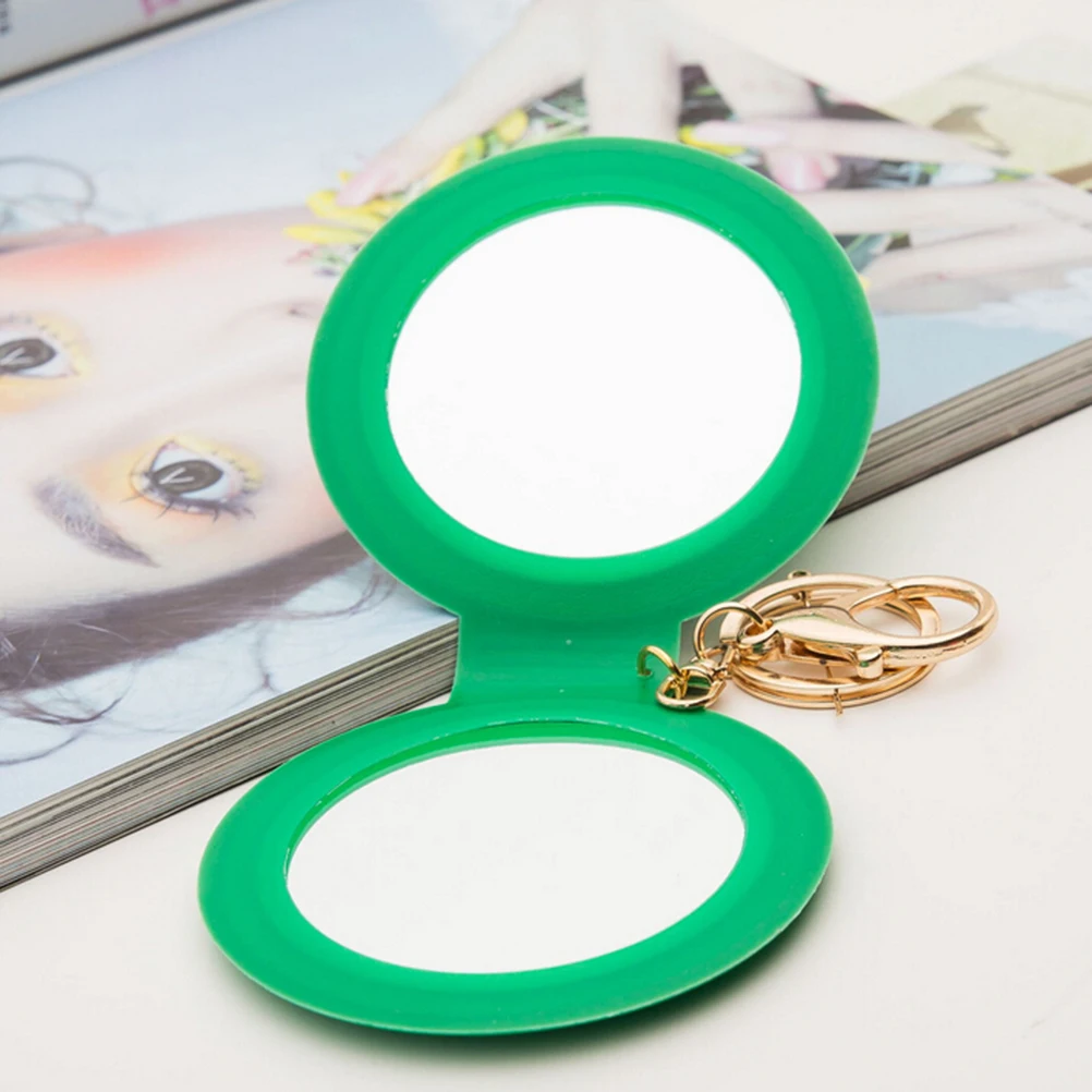 Portable Keyring Cosmetic Compact Mirrors Double Dual Sides Frame Girl Mini PU Leather Pocket Makeup Mirror Key Chain |