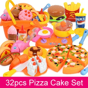 32pcs set DIY ролевые игры кухонные игрушки набор фруктов резка торт на день рождения еда игрушки миниатюрные образовательные Классические игрушки для детей подарок - Цвет: 32pcs set