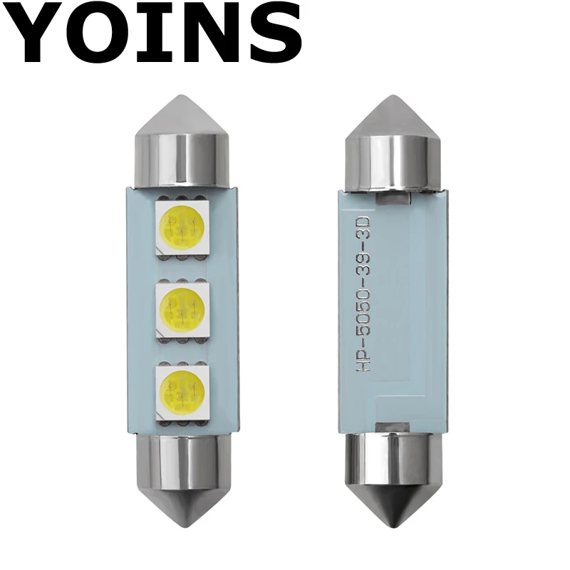 10 шт 12V C5W 3 SMD 5050 светодиодный лампы холодный белый гирлянда для внутреннего