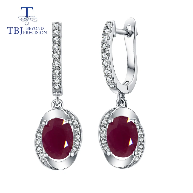 

TBJ,new Classic design africa ruby clasp earring natural precious gemstone 925 sterling silver fine jewelry for women party gift